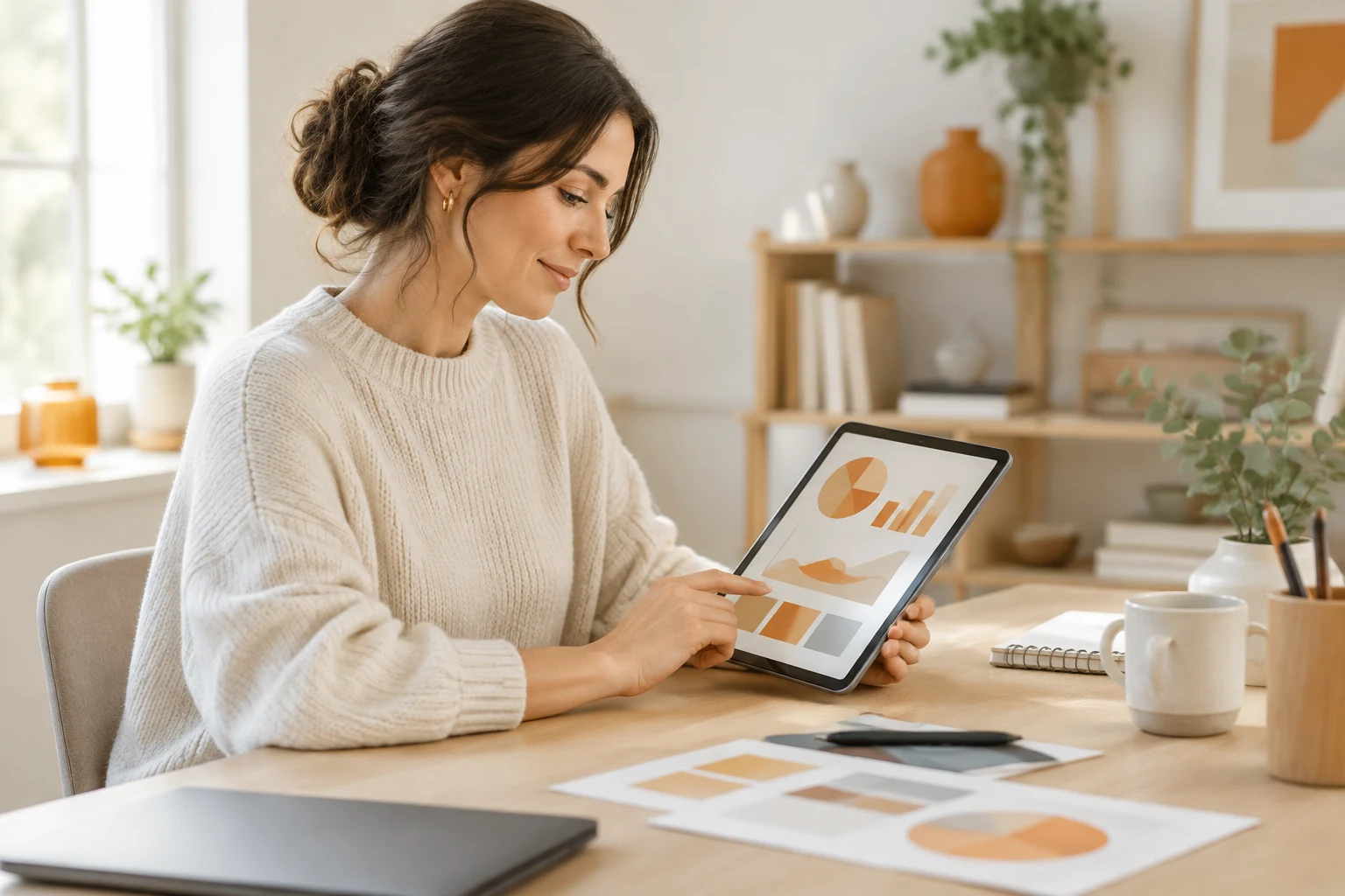 Local service business owner reviewing campaign results on a tablet